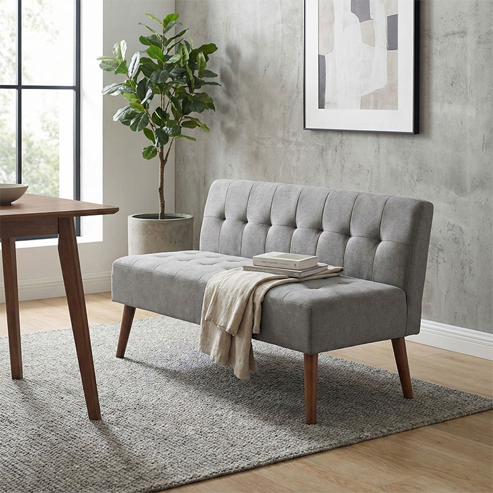 ソファ 2人掛け ダイニングベンチ グレー "ミルド"│開梱設置付き