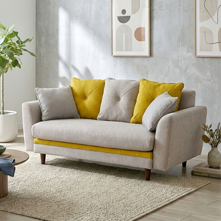 ソファ 幅138.5 2WAY イエロー 関家具 nora "モンロー"  │開梱設置付き