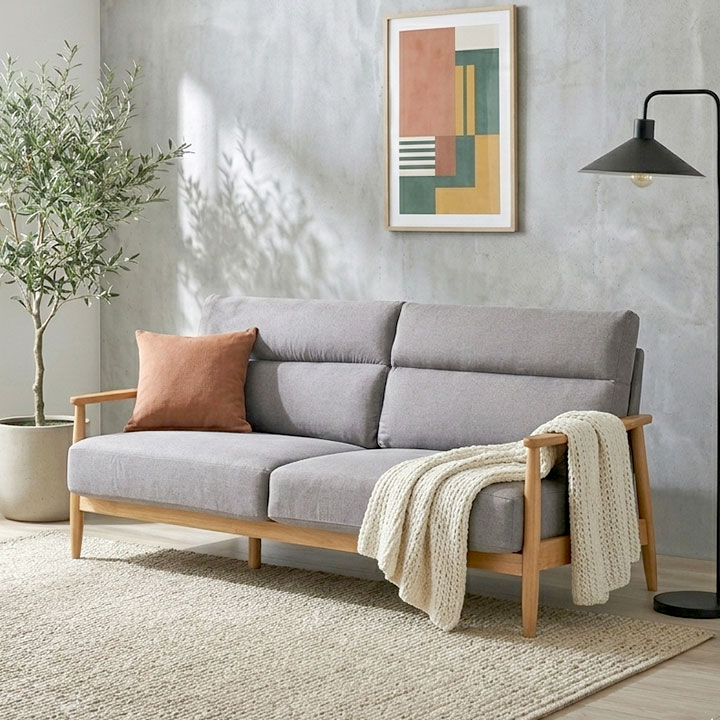 ソファ 幅177cm 2WAY グレー ハイバック   │開梱設置付き