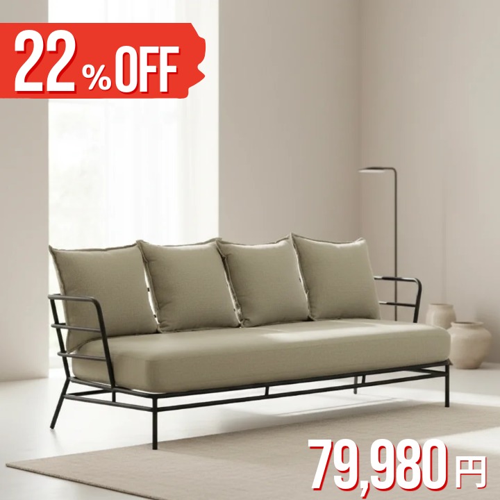 【BF限定価格│22％OFF】ソファ 3人掛け インダストリアル "Mareluz" │開梱設置付き