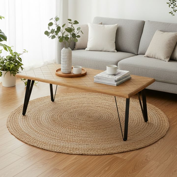 インダストリアル センターテーブル ヘリンボーン調