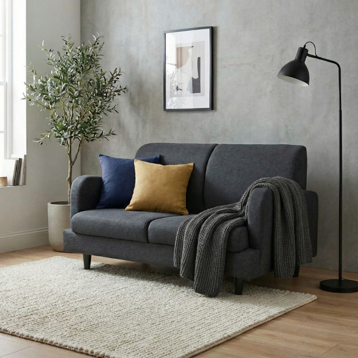 ソファ 2人掛け ブラックデニム 2WAY仕様 │開梱設置付き