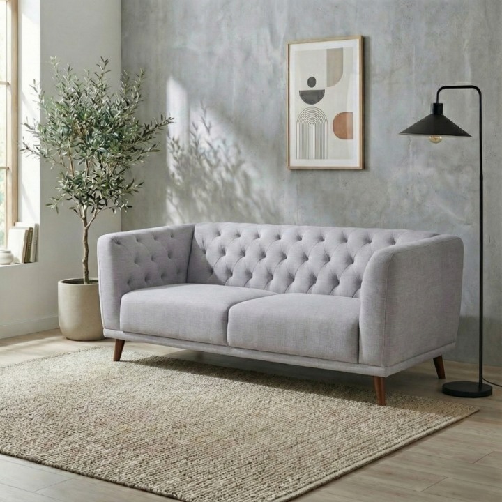 ソファ 2人掛けソファ グレー "エリーゼ"│開梱設置付き