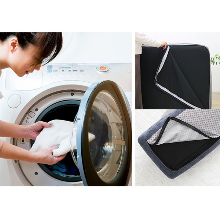 カバーを洗濯機で洗っている様子