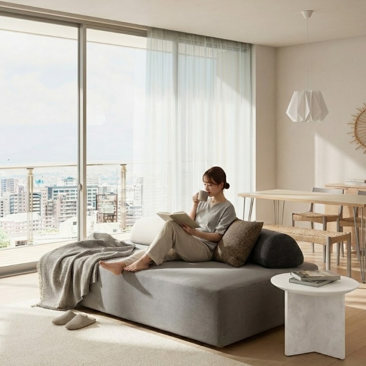 部屋の中央に配置したアイランドスタイル