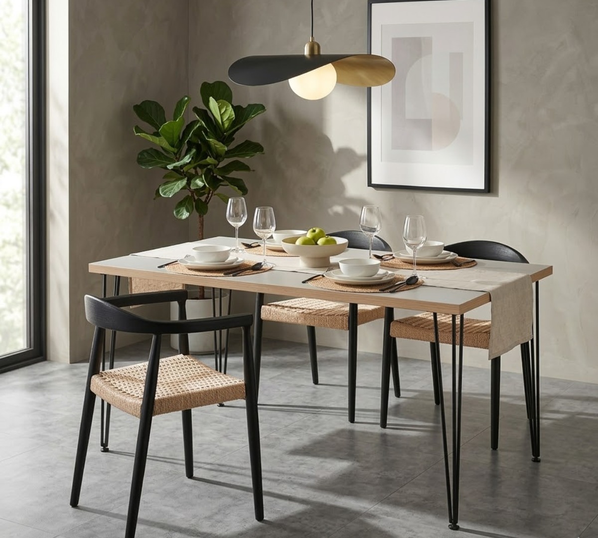 Black Roselleとメラミン天板ダイニングテーブルのコーディネート